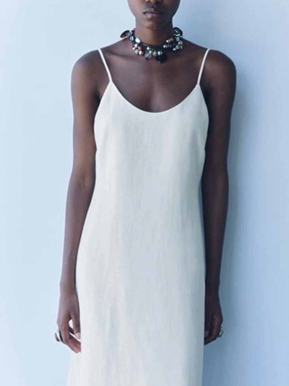 NWT Zara Women's White Linen Midi dress